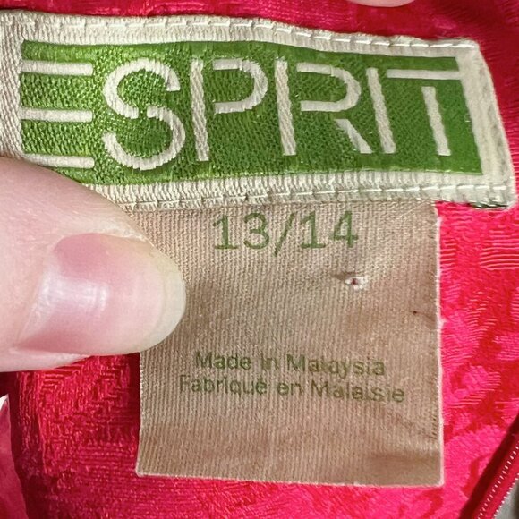 Vintage 90s Espirit Red Floral Print Mini Cocktail Dress Women's Size 13/14 - Picture 6 of 9
